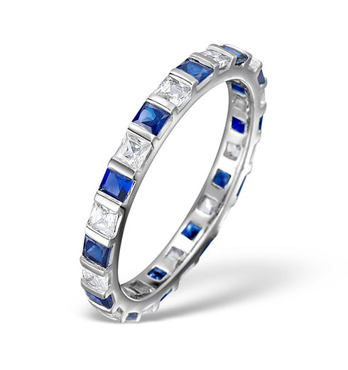 Sapphire 0.70ct And Diamond 18K White Gold Eternity Ring HG42-322UXUY